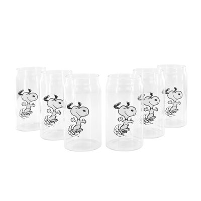 Peanuts 16 Ounce Glass Tumblers Set of 6
