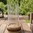 Zylo Decorative Vase, Transparent Cylinder Glass, Brown Mango Wood 13 Inch