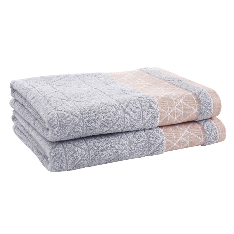 Diamond 2 Piece Bath Towel Same-Size Bale, Blush