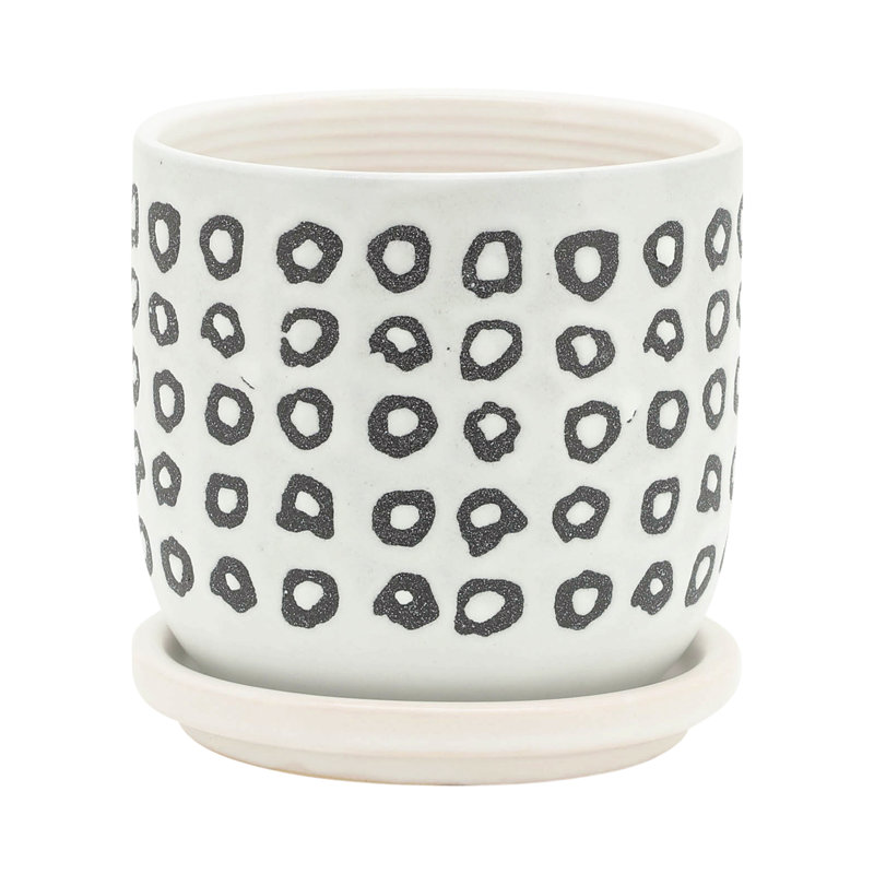 Jardinière aztèque 5/6 po avec soucoupe, noir