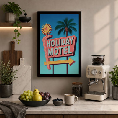Holiday Motel Sign Retro - Wrapped Canvas