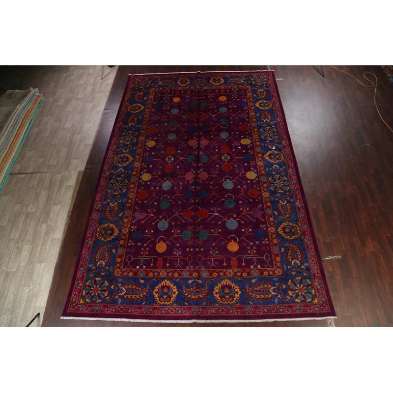 Grand tapis persan 100% Tabriz à motif de teinture végétale noué à la main 11 x 18