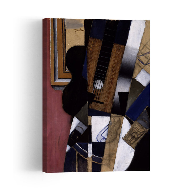 Guitare et pipe, 1913, estampe d'art mural abstrait contemporain, 36" H x 24" W