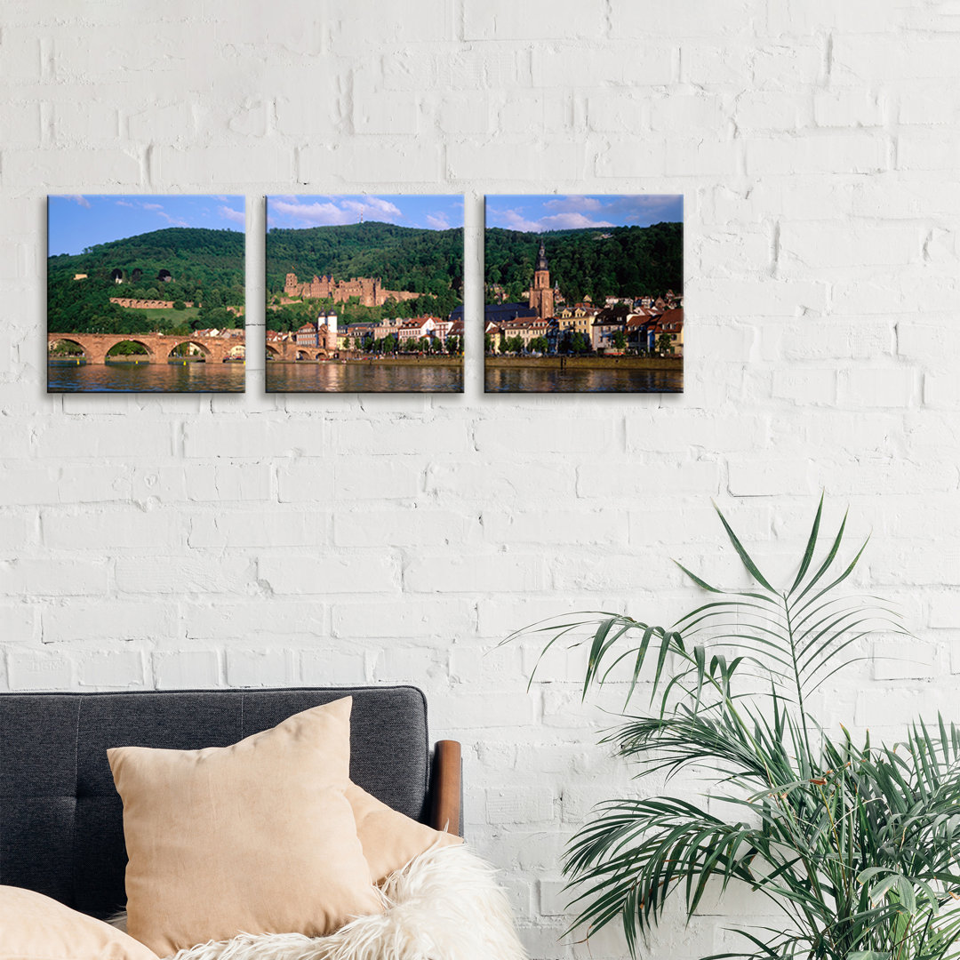 'Heidelberg Castle with Altstadt (old Town) in the Foreground' Photograph Multi-Piece Image on Wrapped Canvas