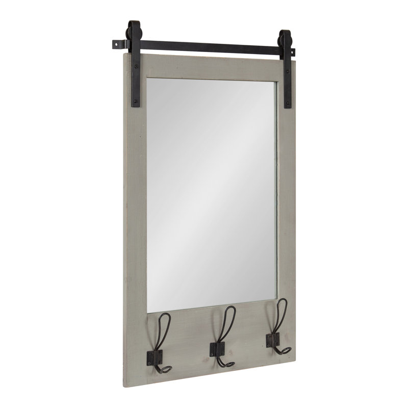 Dayanah Mirror with Hooks, Gray