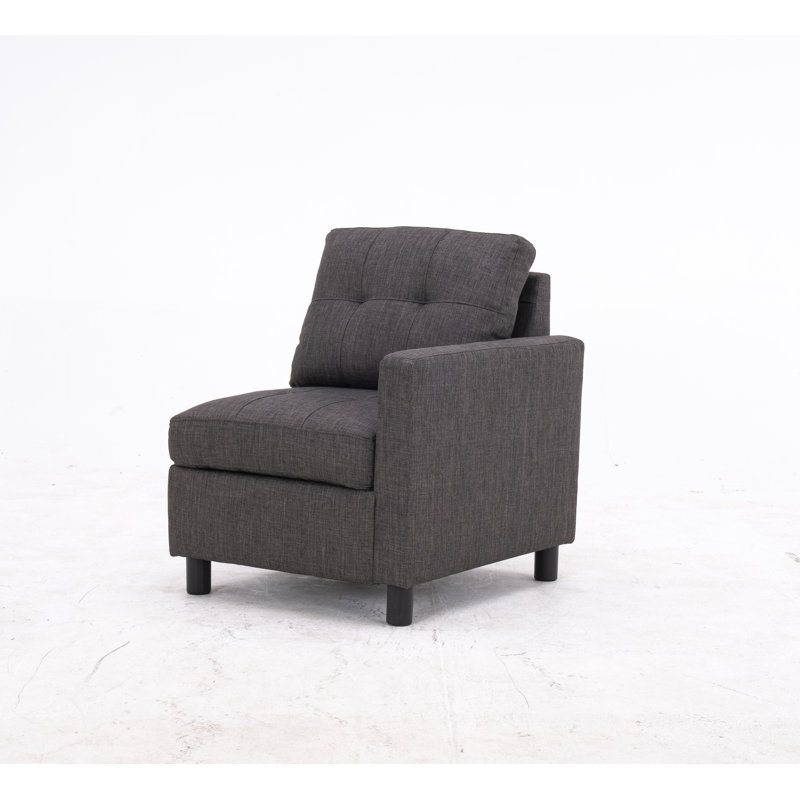 Alexent Upholstered Ottoman, Dark Gray Polyester Blend