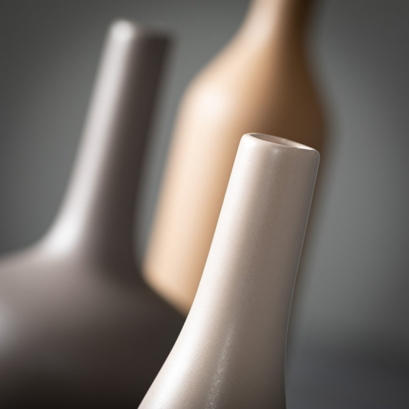 Ensemble de 3 vases de table en céramique Avaah, Mat chaud