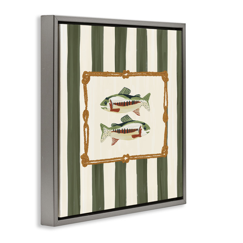 Poisson maritime avec cadre flottant et bordure en corde, design par Veronica Lara, H 25 po x l 25 po