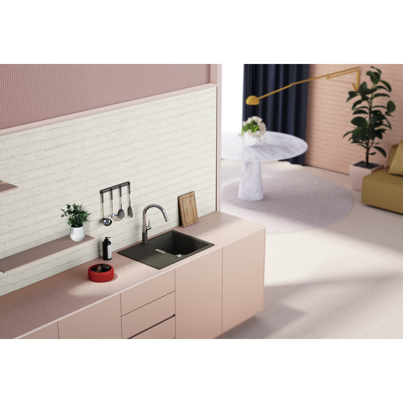 Schock Single Bowl Inset Kitchen Sink, Nero