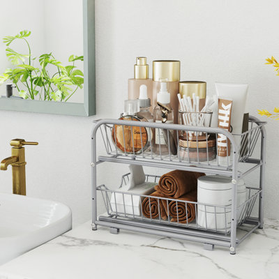 2-tier Cupboard Storage Organizer, Under Sink Organizer With 2 Basket Drawers, Stackable For Kitchen, Bathroom