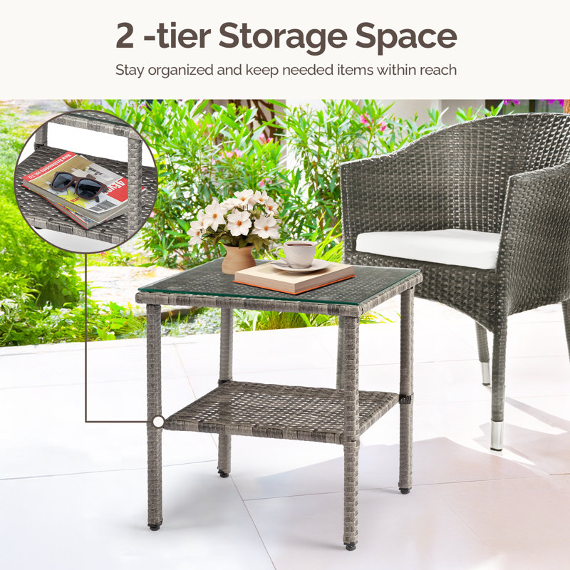 Patio Rectangular Side Table, Gray