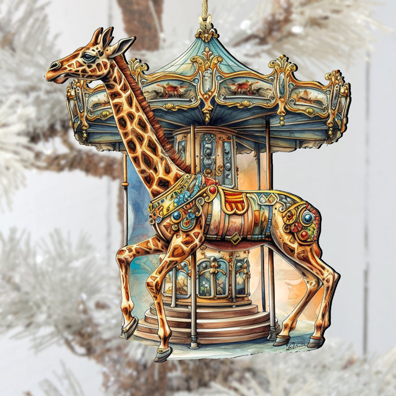 Carousel Giraffe Wooden Ornament