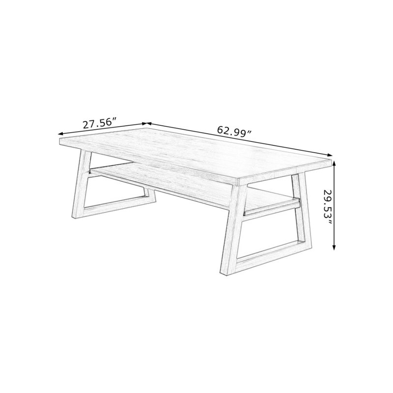 Bureau rectangulaire en bois massif noyer clair, H 29,53 po x l 62,99 po x P 27,56 po