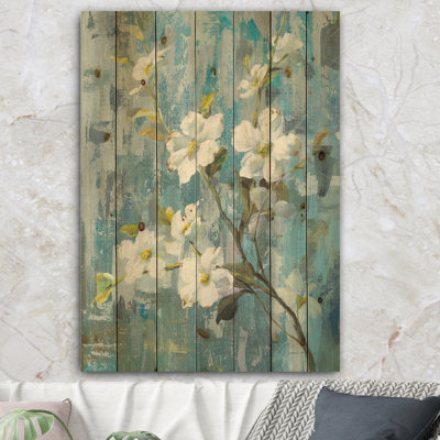 Pastel Magnolia II - impression florale et botanique sur bois de pin naturel