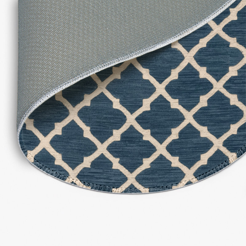 Tapis bleu intérieur et extérieur Trellis, Rond 5 pi