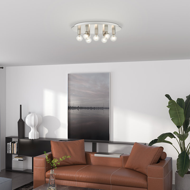 Plafonnier encastré 7 lumières 24 po Zaryk, Nickel brossé
