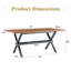Table de salle à manger moderne industrielle de 71 po, pour 6 à 8 personnes. Plateau rectangulaire en bois avec base en métal robuste-1728823066