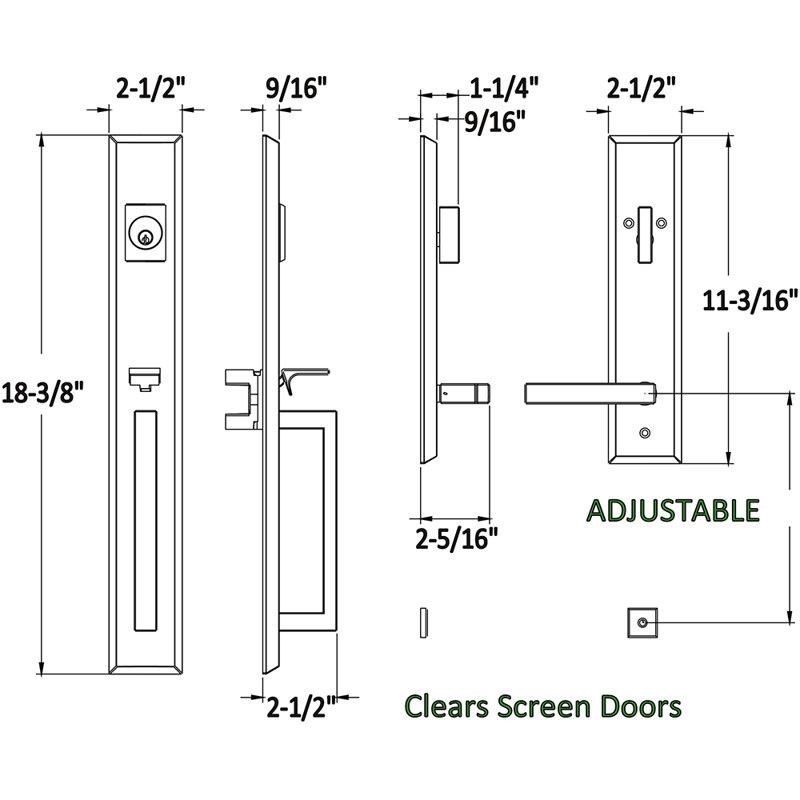 Premium Lumina Handleset with Single Cylinder Deadbolt and Door Lever and Rosette, Matte Black