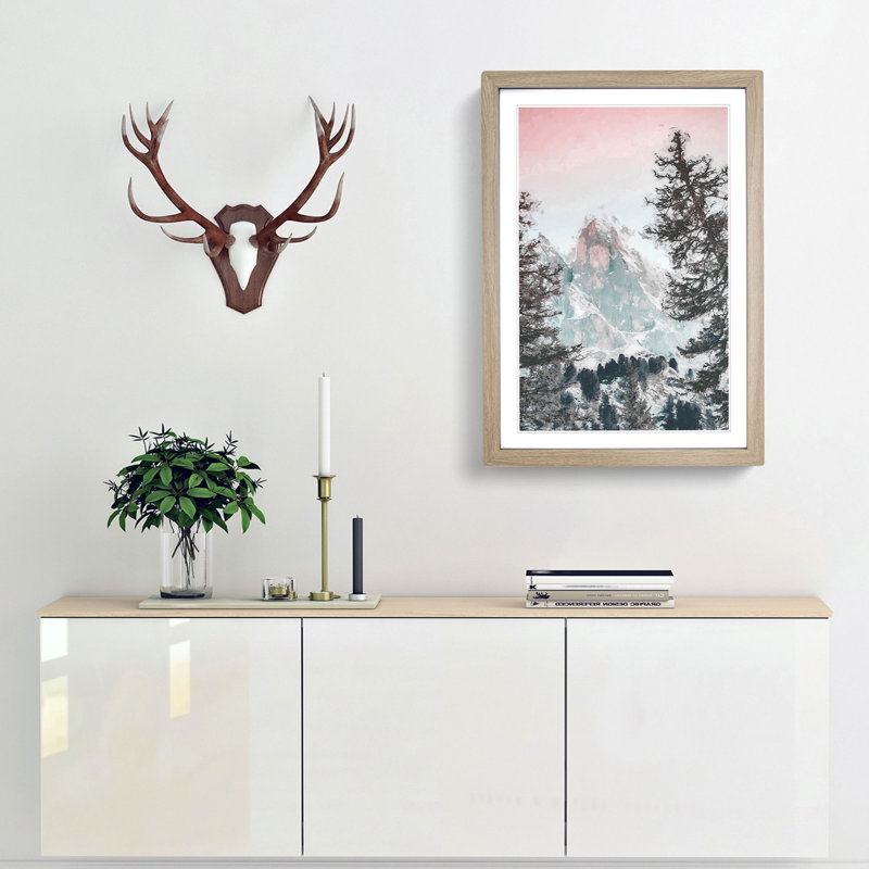Mountain Peak in Abstract - Framed Print, Oak Framed, 87cm H x 62cm W x 2cm D