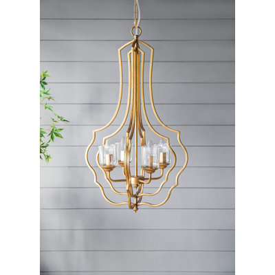 35"H Chandelier in Metal Gold Adjustable