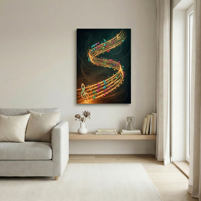 Ensemble de 1 tableau sur toile avec notes de musique, 30"H x 20"W, Wrapped Canvas