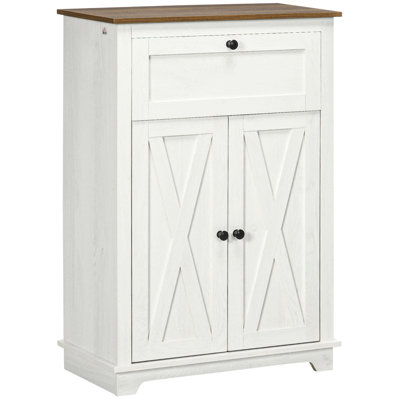 Farmhouse Barn Door Accent Cabinet, Kitchen Sideboard Storage Cabinet With Double Doors, Drawer, And Adjustable Shelf For Bedroom, Living Room by Gracie Oaks