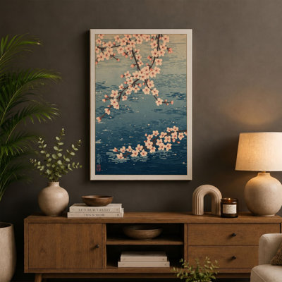 Moonlit Cherry Blossom Japandi - Wrapped Canvas