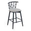 Tabouret de bar d'intérieur en bois, finition noire avec revêtement gris, ensemble de 2