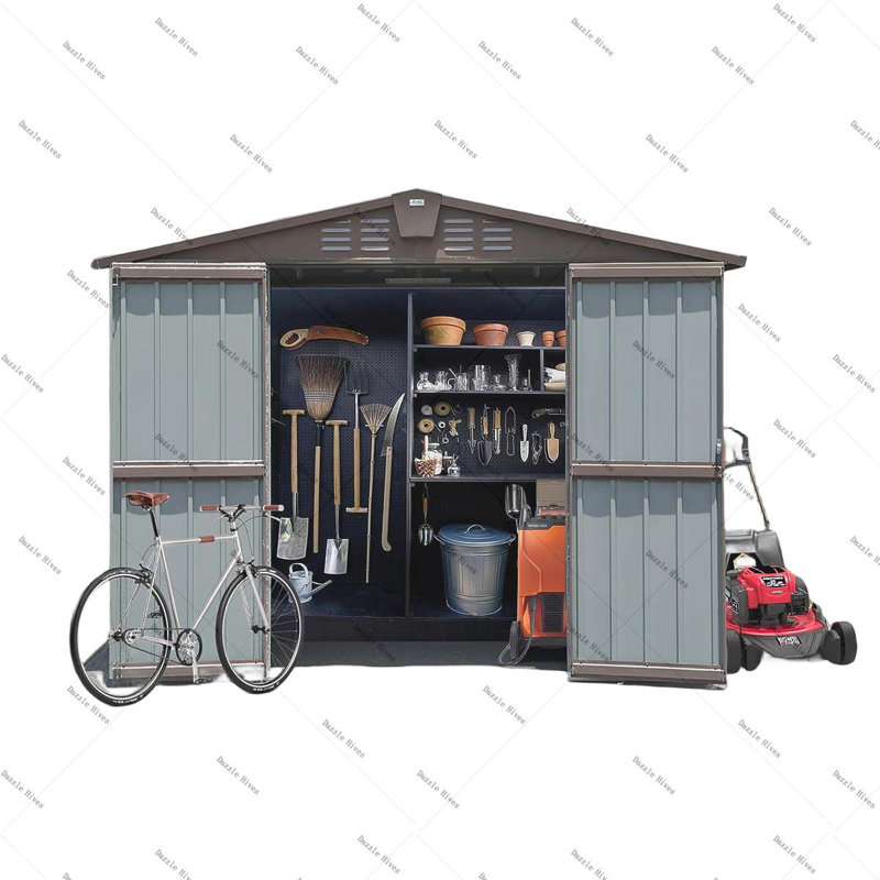 Outdoor Storage Shed,Metal Outside Sheds&Outdoor Storage Galvanized Steel,Tool Shed With Lockable Double Door For Patio,Backyard,Garden,Lawn