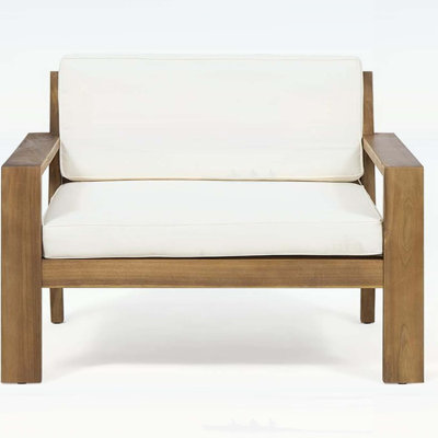 Durable Acacia Wood Outdoor Club Chairs with Water-Resistant Cushions and Slat Paneling, Perfect for Stylish Patio Seating