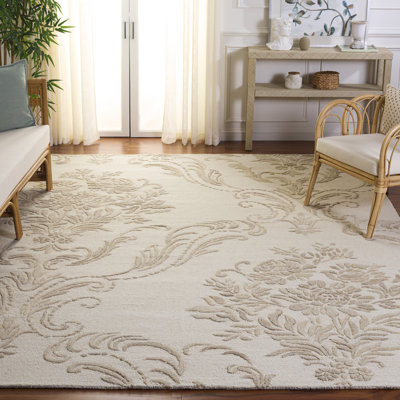 Tapis floral en laine / coton touffeté à la main Jardin