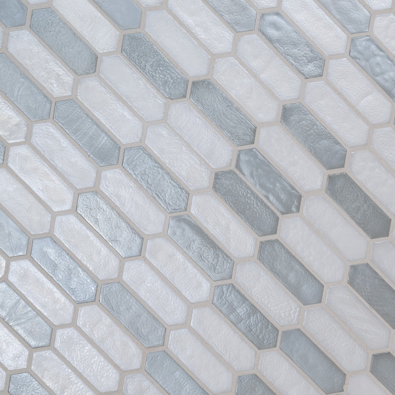 Rietto Cresta Dusk Spire 10 in. x 12 in. Glossy Glass Mosaic Wall Tile, Cresta Mist