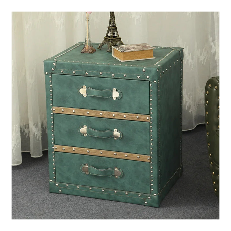 Antek Retro Bedside Table Rustic Living Room Side A Few Solid Wood, Off Green