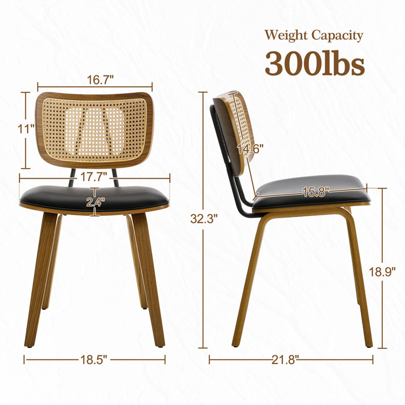 Faux Leather Upholstered Side Chair Dining Chair And Walnut Wood Finish, 6, Black