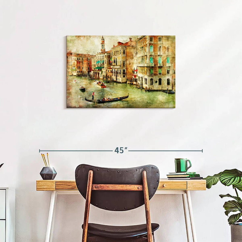 Impression sur toile rétro de Venise, H 20 po x l 30 po x P 1,25 po