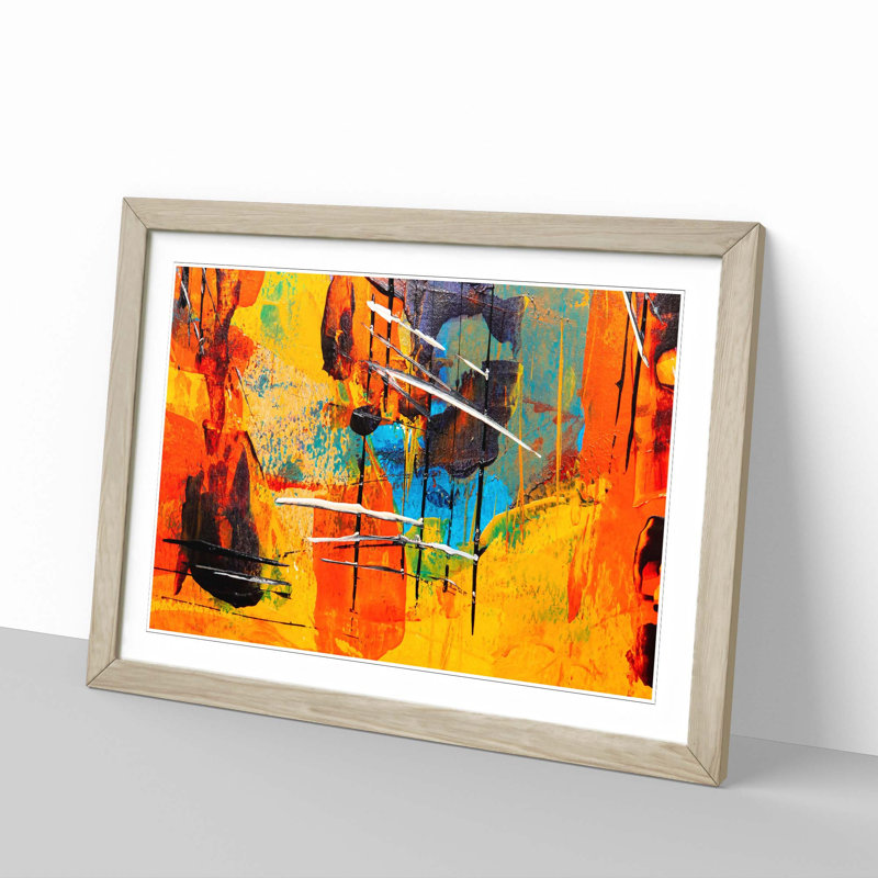 Abstract Art Painting Vol.474 by S.Johnson - Picture Frame Painting Print, Oak Framed, 62cm H x 87cm W x 2cm D