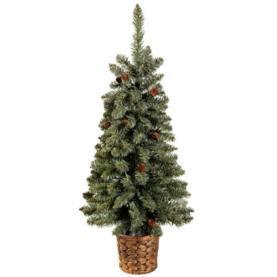 Craford Green Pine Christmas Tree with Mini Pine Cones in a Resin Pot