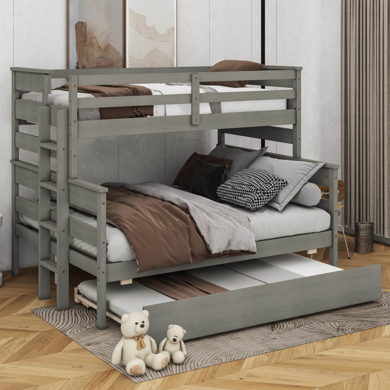 Bunk Bed with Trundle, Gray