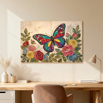 Animaux, impression de motif floral papillon coloré