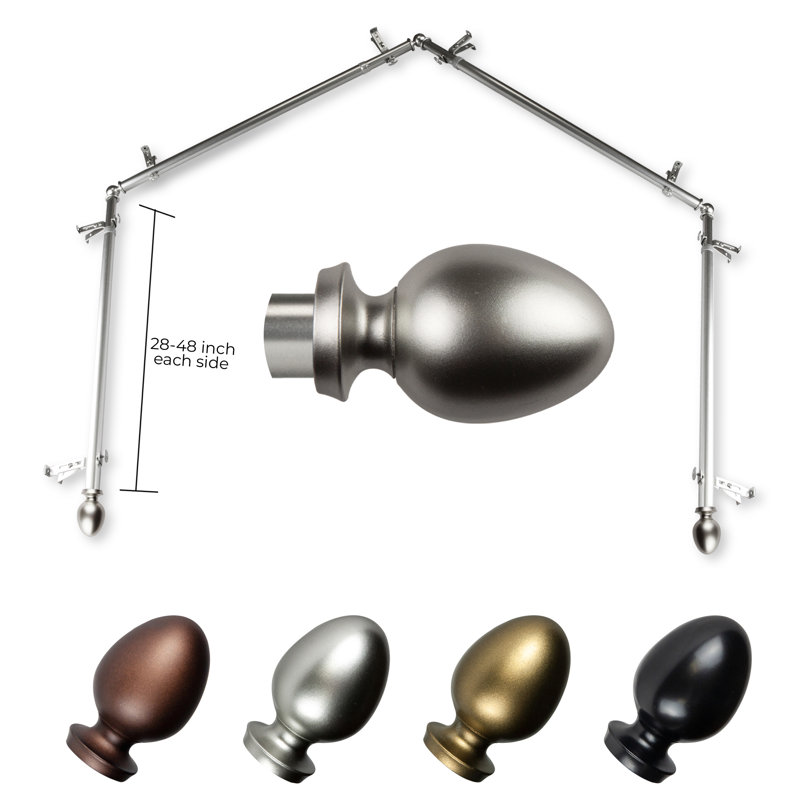 Tringle à rideaux 4 côtés Emeka, Nickel satiné, 28 po à 48 po (chaque côté)