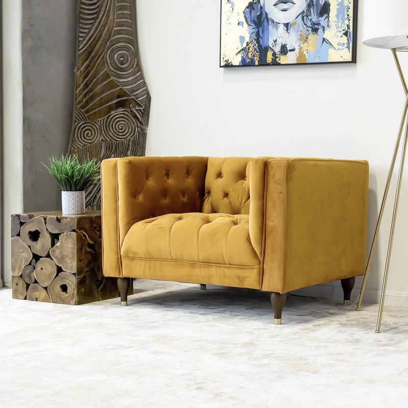 Brette Velvet Armchair, Green Velvet, 29" H x 41" W x 26" D
