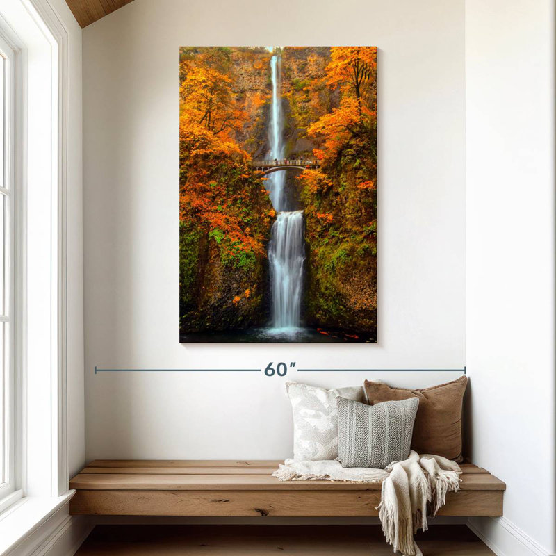 Alvord Multnomah Waterfall In Autumn, 48" H x 32" W