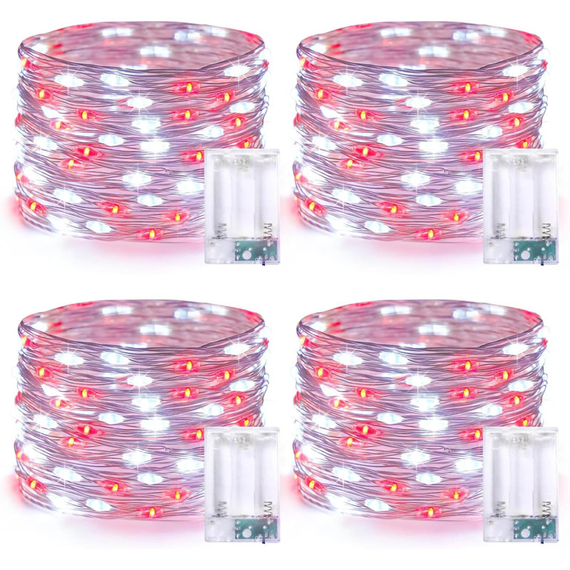 4 Pack 50 LED Fairy Lights Battery Operated,  Waterproof Twinkle Christmas Lights For Gifts Party Wedding Indoor Outdoor Decorations