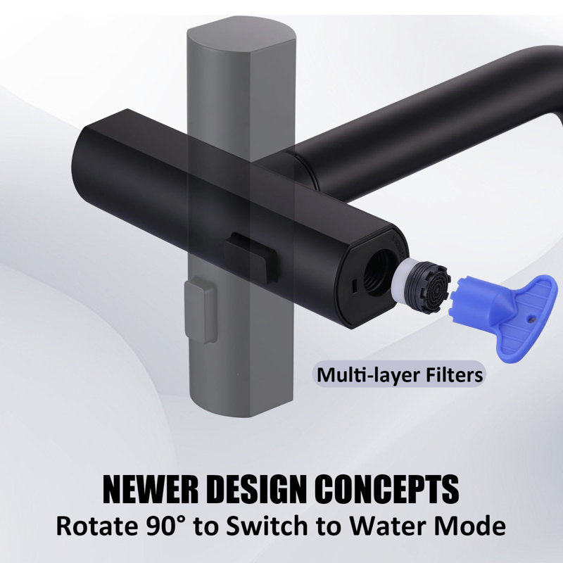 Pull-Down Sprayer Kitchen Faucet, Waterfall Kitchen Faucet, 3 Modes (Waterfall/Stream/Spray), With Soap Dispenser, Deck-Mounted Kitchen Faucet.
