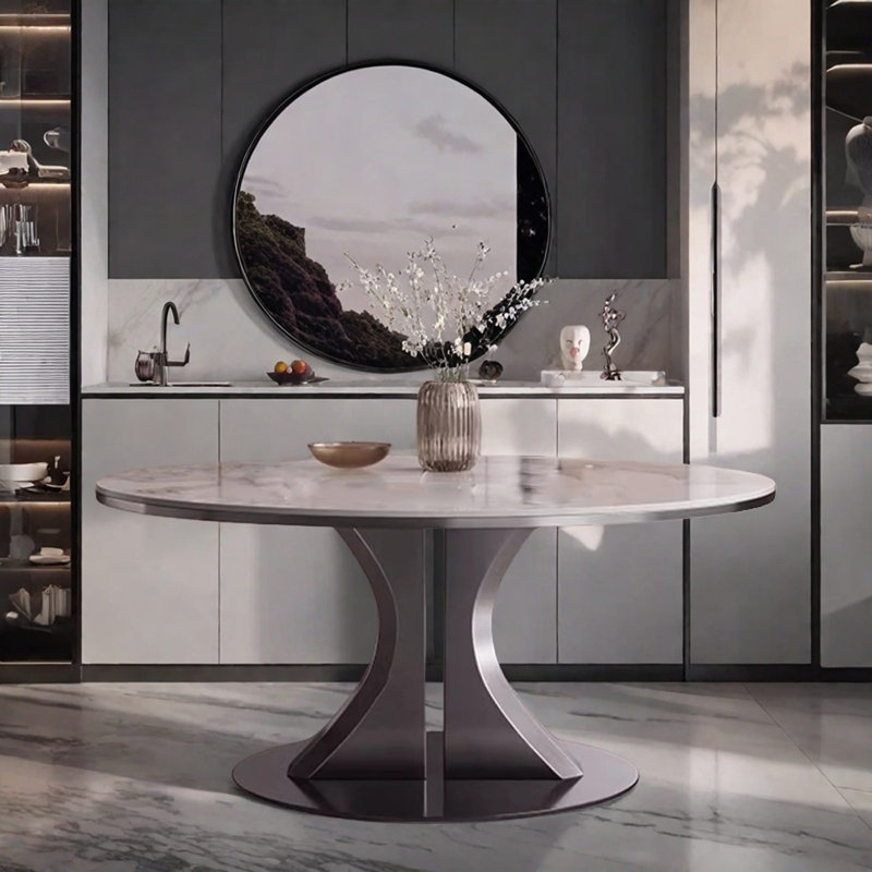 Table de salle à manger ronde, moderne et luxueuse, H 29,5 po x L 59 po x l 59 po