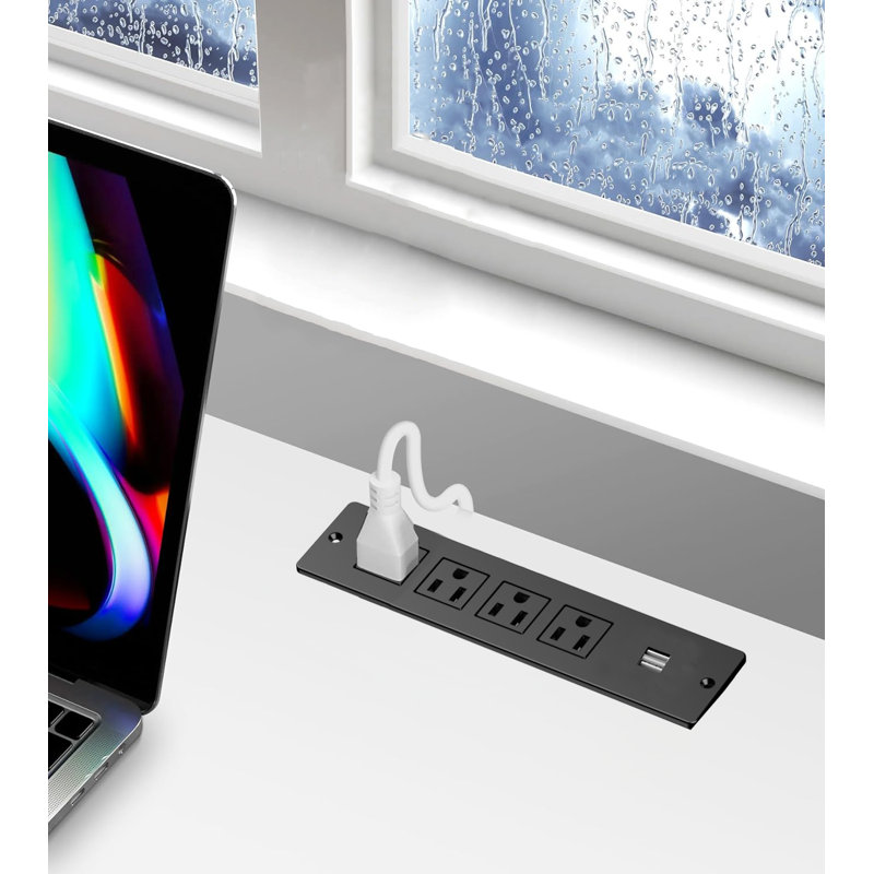 Station de recharge encastrée avec multiprise et prise USB