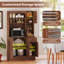 66" Pantry Cabinet Tall Kitchen Storage Cabinet with Charging Station Brown