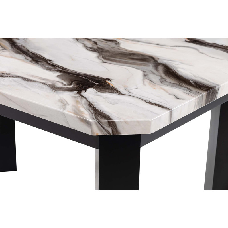 Table de bout élégante en marbre noir et blanc - Style contemporain pour la décoration intérieure