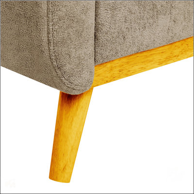 Large canapé-lit rembourré capitonné de style Mid-Century moderne avec des pieds en bois, une assise élégante et confortable dans n'importe quel salon.