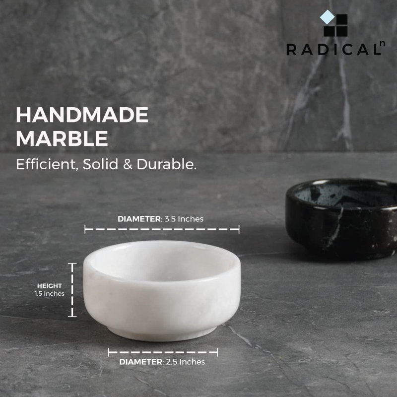 Ebern Designs Dangela Marble Condiment Server, Black/White